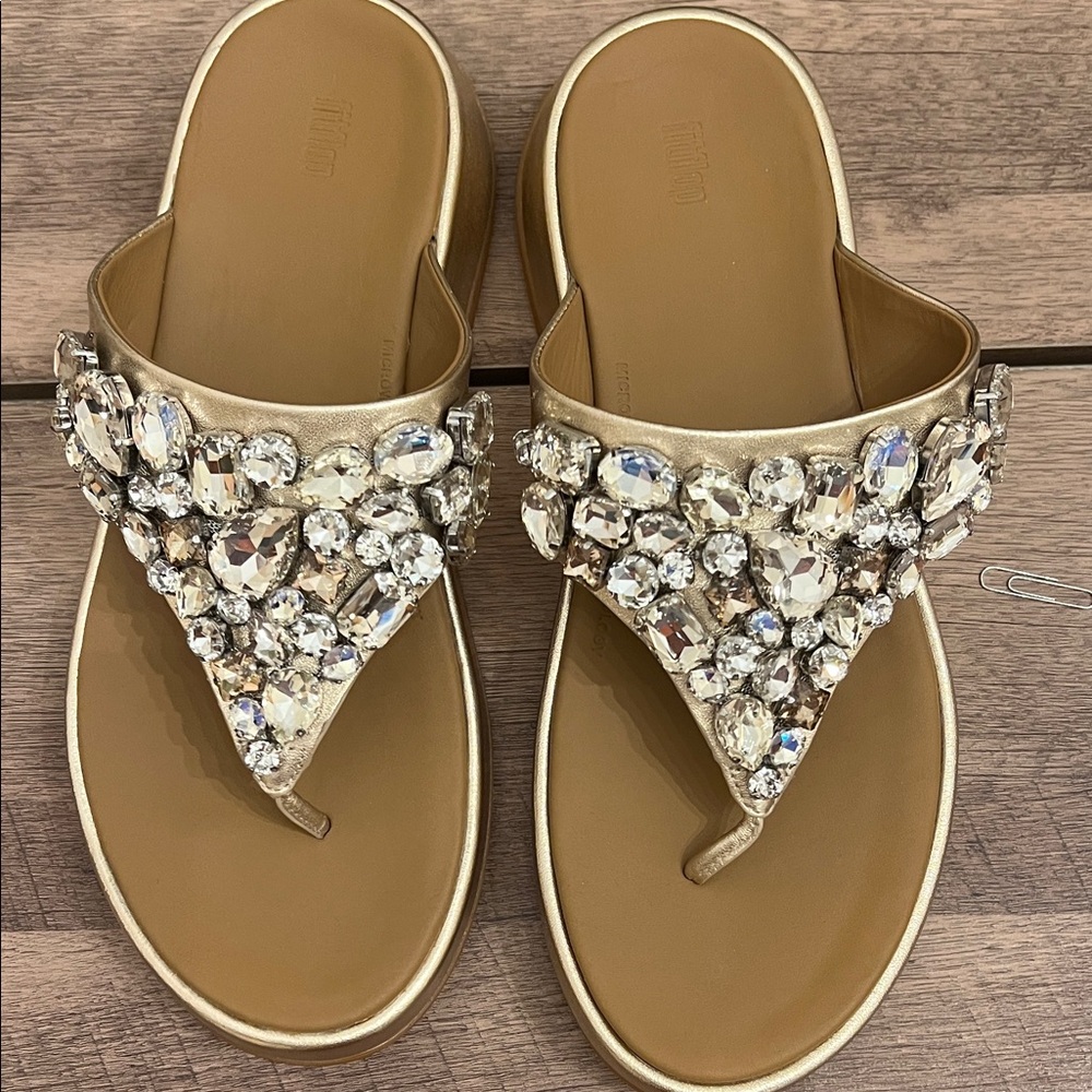 Fitflop Gold Crystal Embellished Sandals